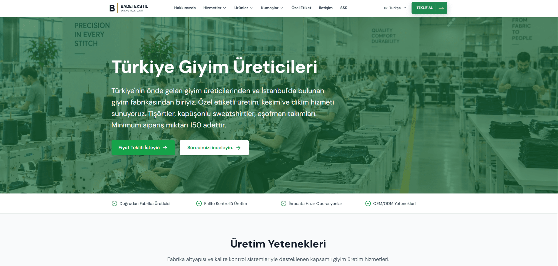 Bade Tekstil Kurumsal Web Sitesi